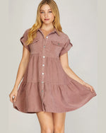 Button Down Corduroy Dress-Dresses-She+Sky-Small-Dusty Pink-Inspired Wings Fashion