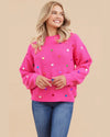 Heart Textured Pullover Sweater-Sweaters-Jodifl-Hot Pink-Small-Inspired Wings Fashion