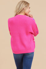 Heart Textured Pullover Sweater-Sweaters-Jodifl-Hot Pink-Small-Inspired Wings Fashion