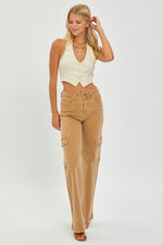 High Rise Cargo Wide Pants-Pants-Risen Jeans-1-Mocha-Inspired Wings Fashion