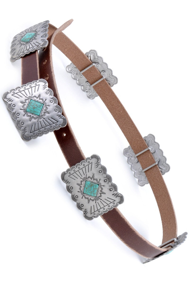 Western Concho Leather Belt-belts-Anzell Accesories-S/M-Brown-Inspired Wings Fashion