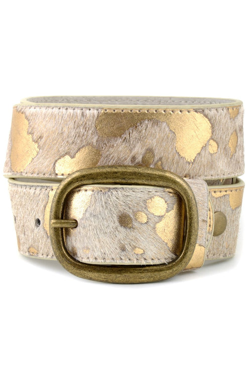 Cow Hair Leather Belt-belts-Anzell Accesories-Small-Cow Gold-Inspired Wings Fashion