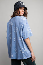 Smiley Face Top-Shirts & Tops-Easel-Small-Peri Blue-Inspired Wings Fashion