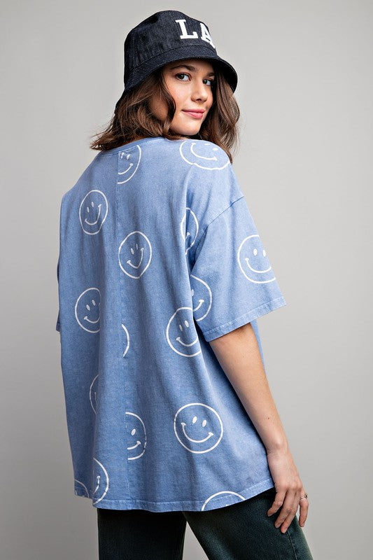 Smiley Face Top-Shirts & Tops-Easel-Small-Peri Blue-Inspired Wings Fashion