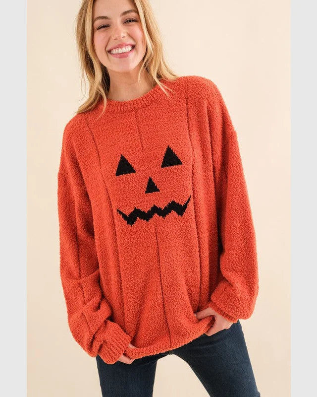 Fuzzy Jack Sweater-Sweaters-Cezanne-SM-Pumpkin-Inspired Wings Fashion