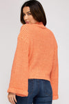 Wide Sleeve Mock Neck Sweater-Sweaters-She+Sky-Small-Coral-Inspired Wings Fashion
