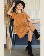 Faux Suede Shift Dress-Dresses-Fashion District-Small-Camel-Inspired Wings Fashion