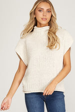 Sleeveless Mock Neck Knit Sweater-Tops-She + Sky-Small-Cream-Inspired Wings Fashion