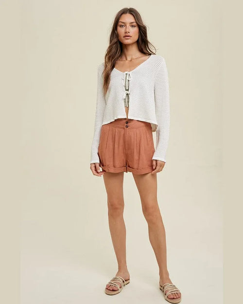 Textured Self Tie Cardigan-Cardigans-Wishlist-Small-Inspired Wings Fashion