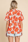 Flower Puff Top-Tops-Jodifl-Ivory/Orange-Small-Inspired Wings Fashion