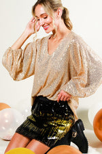 Balloon Sleeve Sequin Top-Shirts & Tops-Vine & Love-Gold-Small-Inspired Wings Fashion