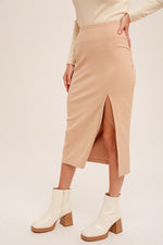 Ribbed Skirt-Skirt-Hem & Thread-Small-Ecru-Inspired Wings Fashion