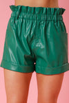 Faux Leather Paper Bag Shorts-shorts-Fantastic Fawn-Small-Green-Inspired Wings Fashion