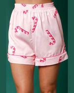 Candy Cane Pattern Satin PJ Shorts-shorts-Peach Love California-Small-Light Pink-Inspired Wings Fashion