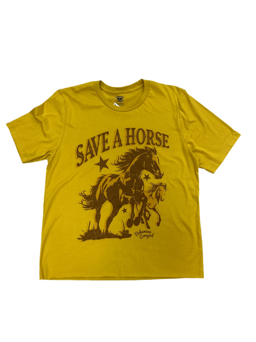 Save a Horse Tee-Shirts & Tops-Bohemian Cowgirl-Mustard-Small-Inspired Wings Fashion
