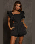 Ruffle Denim Romper-Romper-Blue Buttercup-Small-Black-Inspired Wings Fashion