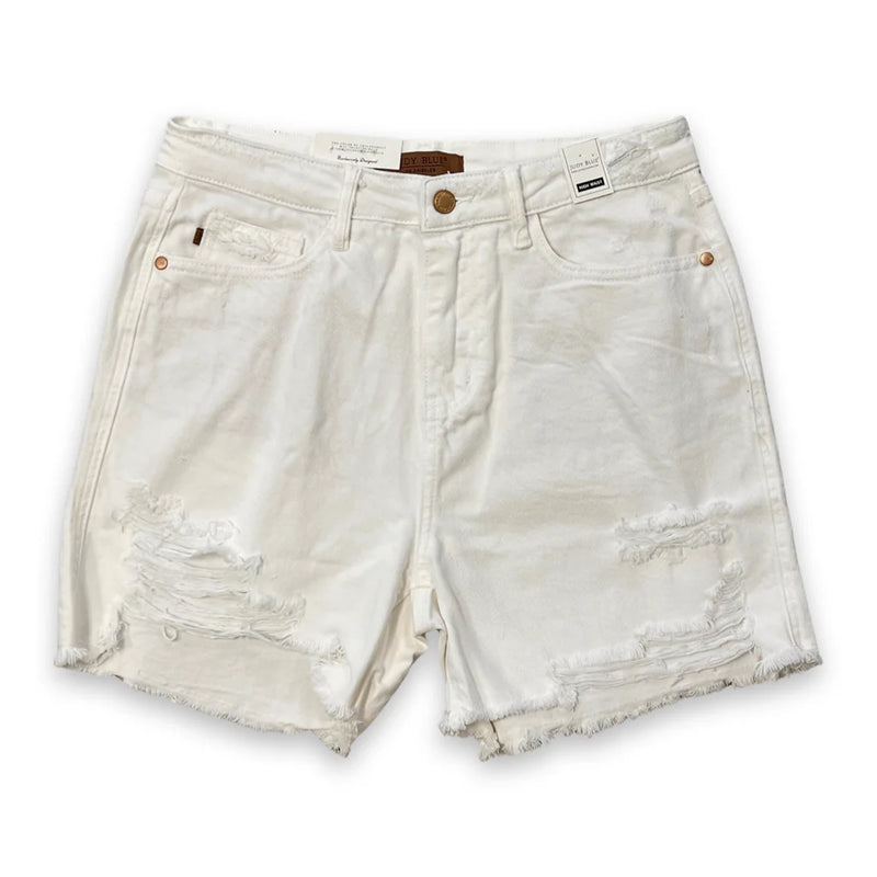 HW Rigid Magic Destroy Shorts-shorts-Judy Blue-Small-White-Inspired Wings Fashion