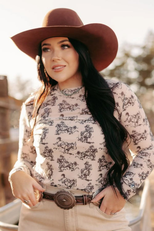 Cowgirl Mesh Top-Top-Howdy Hanny-Cream-Small-Inspired Wings Fashion