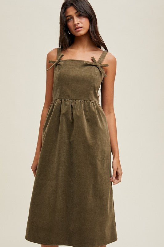 Corduroy Midi Dress Olive / Large Corduroy Midi Dress Olive / Large