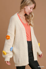 3D Floral Knit Cardigan-Sweaters-Umgee-S/M-Natural-Inspired Wings Fashion
