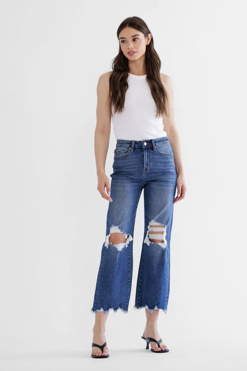 Mica 90s Vintage Crop Flare Jeans-Jeans-MICA Denim-24-Inspired Wings Fashion