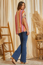 Multicolor Stripe Top-Shirts & Tops-Andree by Unit-Small-Inspired Wings Fashion