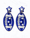 Blue Football Seed Bead Earrings-Earrings-Suzie Q USA-Inspired Wings Fashion