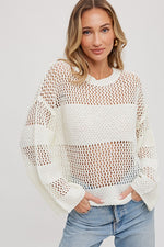 Open Knit Sweater Pullover-Sweaters-Bluivy-S/M-Ivory-Inspired Wings Fashion