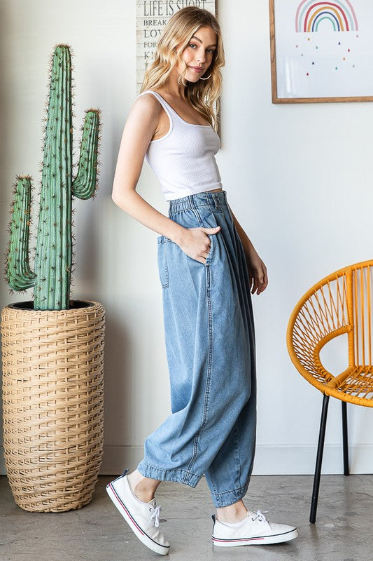 Washed Baggy Pants-Pants-Oli & Hali-Blue-Small-Inspired Wings Fashion