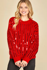 Sequin Sweater-Sweaters-She + Sky-Small-Red-Inspired Wings Fashion