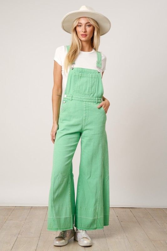 Washed Denim Overalls-overalls-Peach Love California-Small-Green Apple-Inspired Wings Fashion