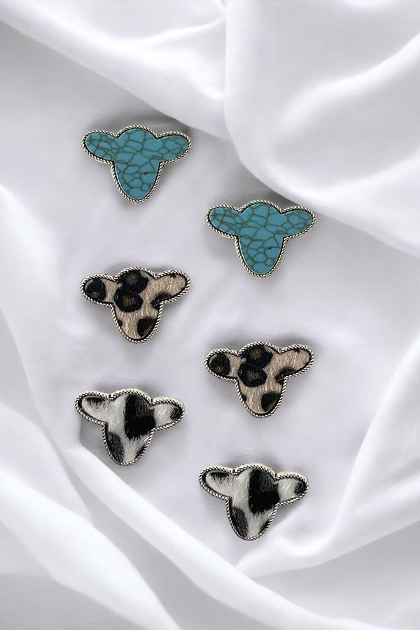 Cow Head Stud Earring Set-Earrings-BlandiceJewelry-Inspired Wings Fashion