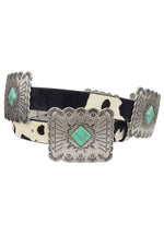 Western Cow Hair Leather Belt-belts-Anzell Accesories-S/M-Black/Blue Stone-Inspired Wings Fashion