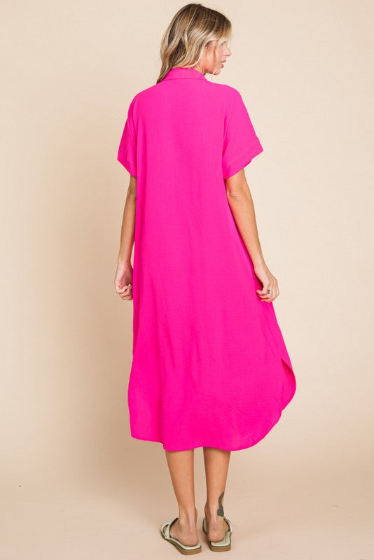 Solid Midi Dress-Dresses-Jodifl-Small-Hot Pink-Inspired Wings Fashion