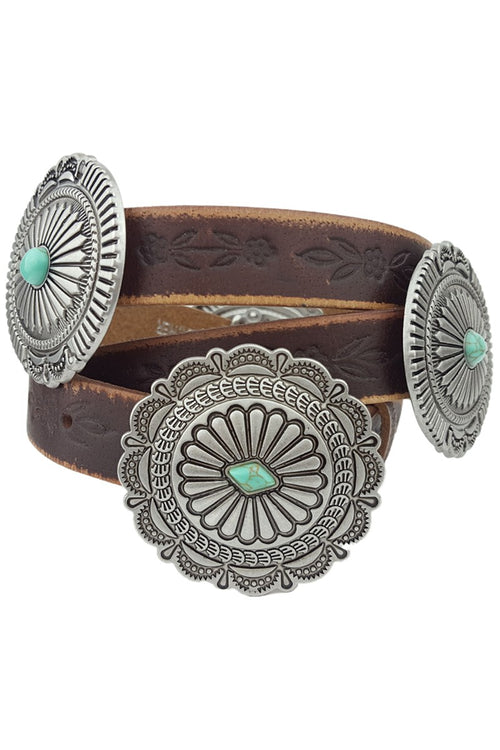 Genuine Distressed Tooled Leather Belt-belts-Anzell Accesories-S/M-Brown-Inspired Wings Fashion
