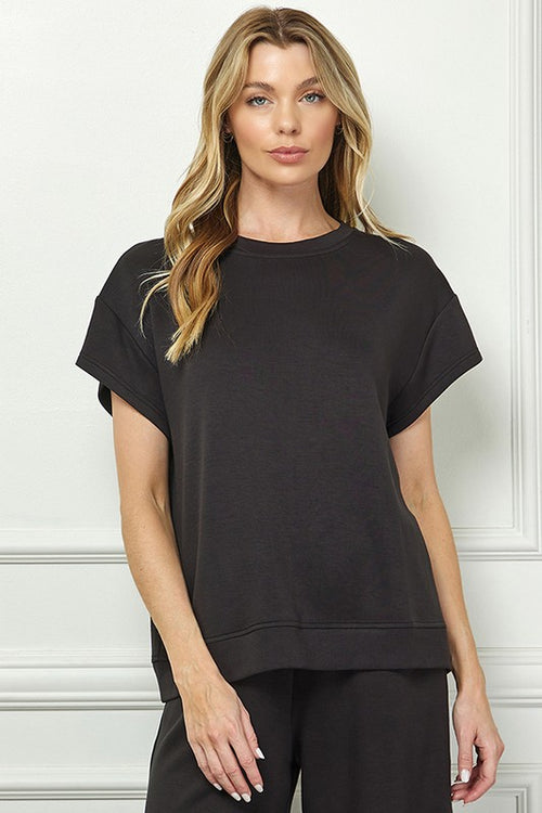 Short Sleeve Lounge Top-Shirts & Tops-See and Be Seen-Black-Small-Inspired Wings Fashion