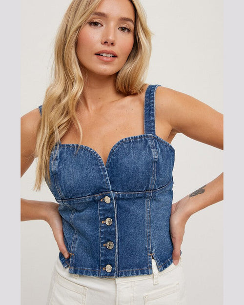 Sleeveless Denim Crop Top-Tops-Bluivy-Small-Washed Denim-Inspired Wings Fashion