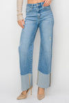 High Rise Cuffed Wide Jeans-Jeans-Risen Jeans-1-Inspired Wings Fashion