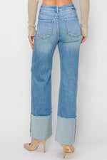 High Rise Cuffed Wide Jeans-Jeans-Risen Jeans-1-Inspired Wings Fashion