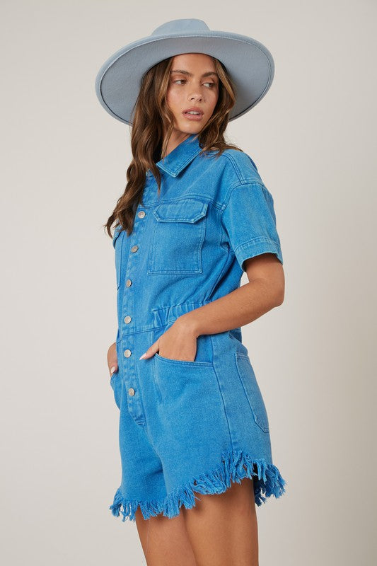 Frayed Romper-Rompers-Peach Love California-Blue-Small-Inspired Wings Fashion