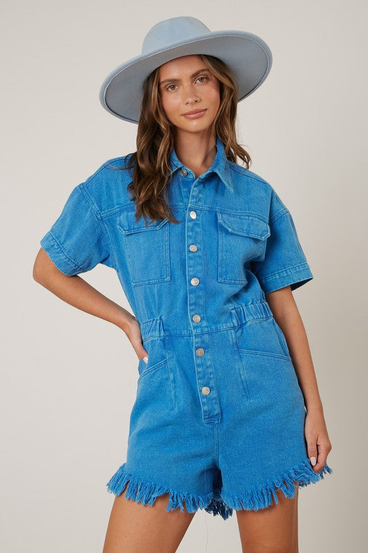 Frayed Romper-Rompers-Peach Love California-Blue-Small-Inspired Wings Fashion