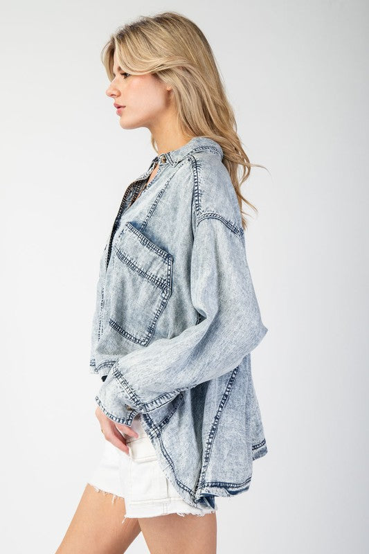 Snow Washed Jacket-Jackets-Eesome-Denim-Small-Inspired Wings Fashion