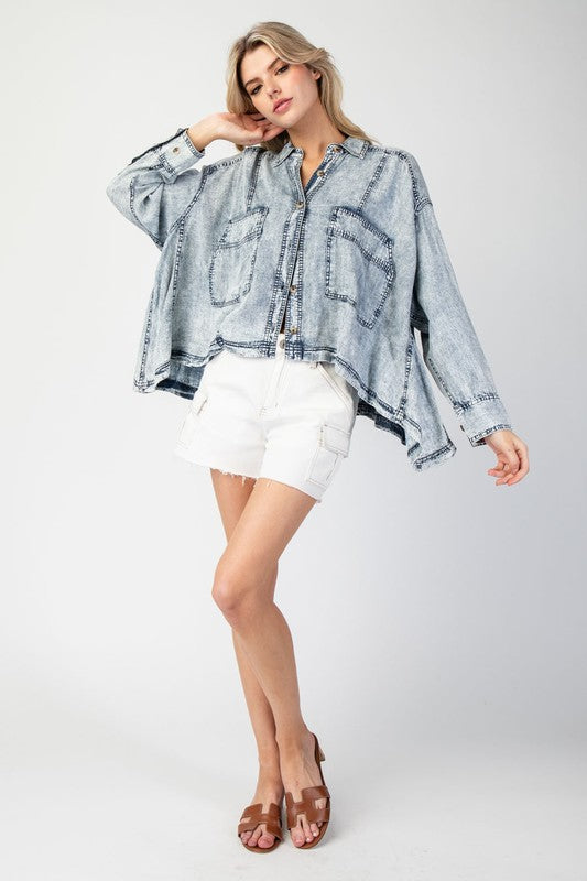 Snow Washed Jacket-Jackets-Eesome-Denim-Small-Inspired Wings Fashion