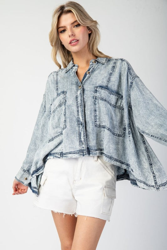 Snow Washed Jacket-Jackets-Eesome-Denim-Small-Inspired Wings Fashion