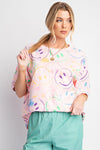 Smiley Face Mineral Washed Top-Shirts & Tops-Easel-Small-Cotton Candy-Inspired Wings Fashion
