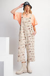 Flower Print Twill Jumpsuit-Jumpsuit-Easel-Khaki-Small-Inspired Wings Fashion