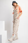 Flower Print Twill Jumpsuit-Jumpsuit-Easel-Khaki-Small-Inspired Wings Fashion