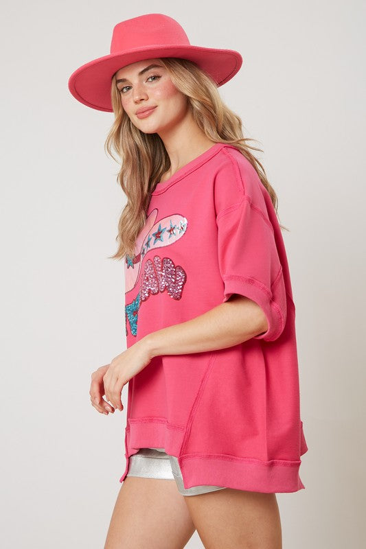 Yeehaw French Terry Top-Shirts & Tops-Fantastic Fawn-Small-Inspired Wings Fashion