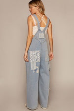 Crochet Patchwork Overalls-Overalls-POL-Denim-Small-Inspired Wings Fashion