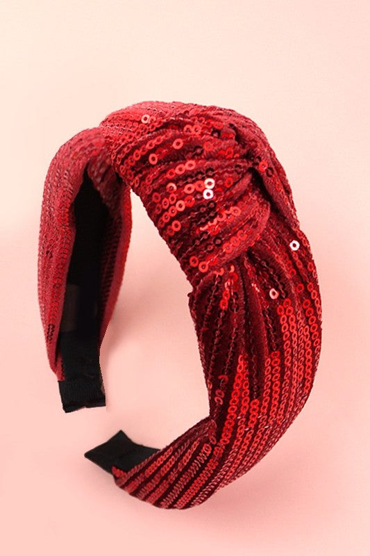 Sequin Stripe Knot Headband-Headbands-JOSSLYN by Wall to Wall-Red-Inspired Wings Fashion